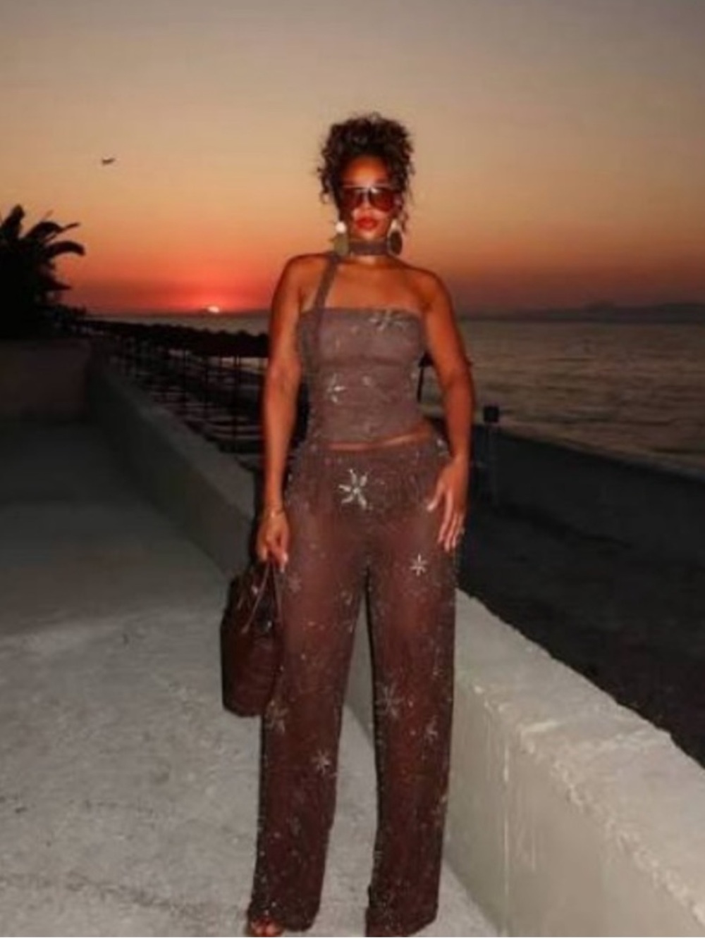 Zara Sequin-Embellished Top & Pants set in brown - Picture 4 of 16
